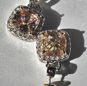 Gorgeous Amber and Silver Crystal Earrings